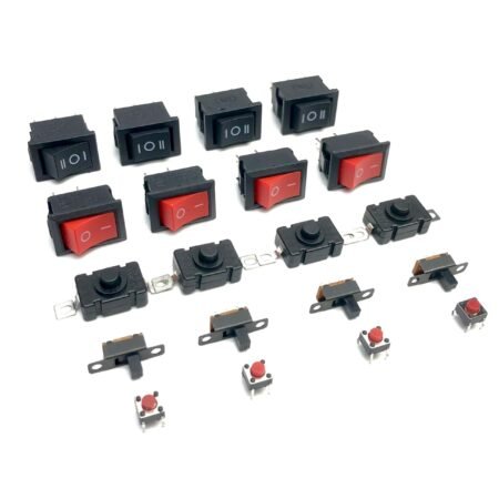 20 Pcs Combo of 5 type switch Slide, Push, and Rocker switch 4 pieces each