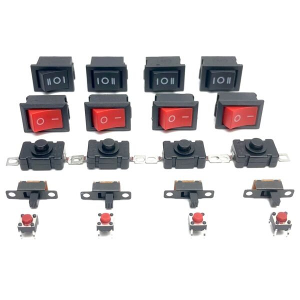 20 Pcs Combo of 5 type switch Slide, Push, and Rocker switch 4 pieces each