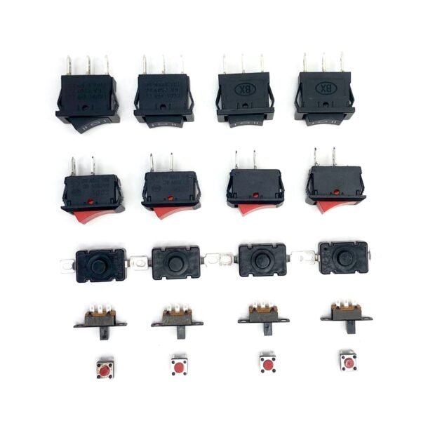 20 Pcs Combo of 5 type switch Slide, Push, and Rocker switch 4 pieces each