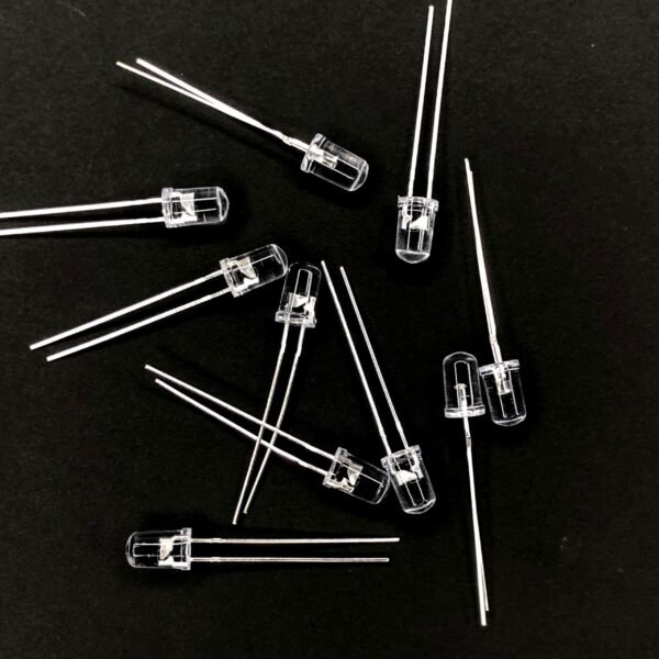 100 Pcs Pack - 5mm GREEN LED Round Top || Clear Lence