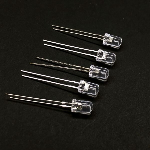 100 Pcs Pack - 5mm GREEN LED Round Top || Clear Lence