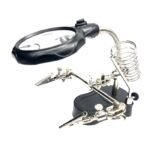 Hand Magnifier Tool 3.5x 12X with Soldering Iron Stand With Adjustable Alligator Clip Clamps LED & Magnifying Glass