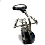 Hand Magnifier Tool 3.5x 12X with Soldering Iron Stand With Adjustable Alligator Clip Clamps LED & Magnifying Glass