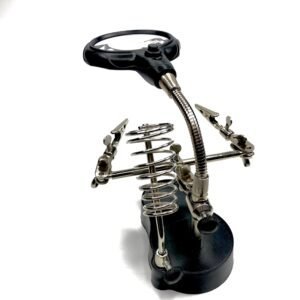 Hand Magnifier Tool 3.5x 12X with Soldering Iron Stand With Adjustable Alligator Clip Clamps LED & Magnifying Glass